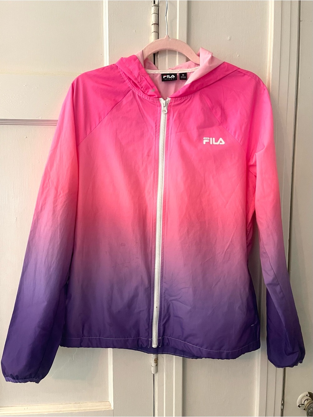 Fila Sport Ombre Windbreaker Jacket - Pink to Purple Gradient (Size M)